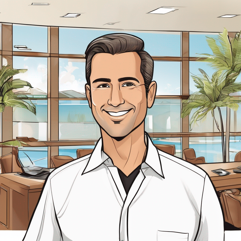 Illustrated member portrait for R. Trahan